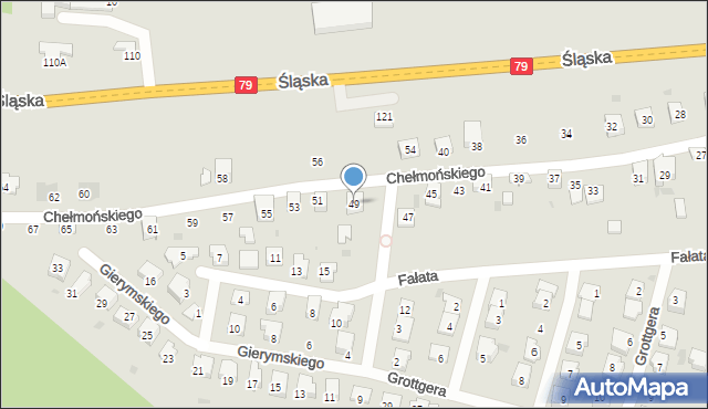 Chrzanów, Chełmońskiego, 49, mapa Chrzanów