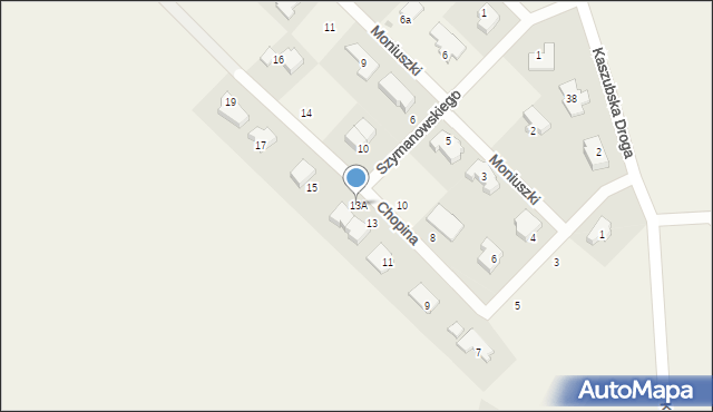 Chwaszczyno, Chopina Fryderyka, 13A, mapa Chwaszczyno