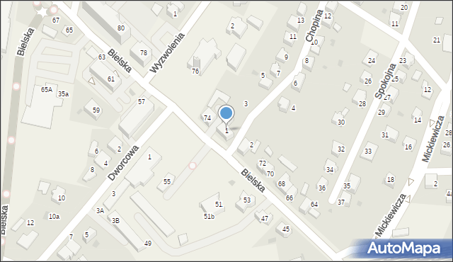 Chybie, Chopina Fryderyka, 1, mapa Chybie