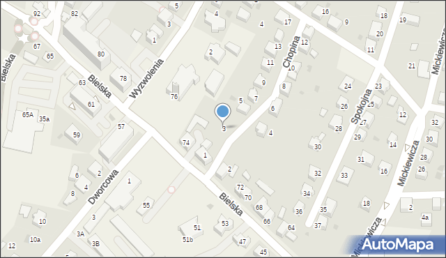 Chybie, Chopina Fryderyka, 3, mapa Chybie