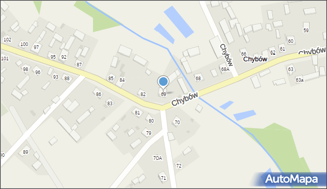 Chybów, Chybów, 69, mapa Chybów