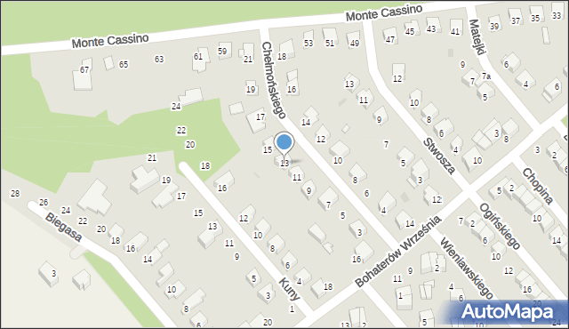 Ciechanów, Chełmońskiego Aleksandra, 13, mapa Ciechanów