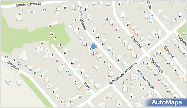 Ciechanów, Chełmońskiego Aleksandra, 9, mapa Ciechanów