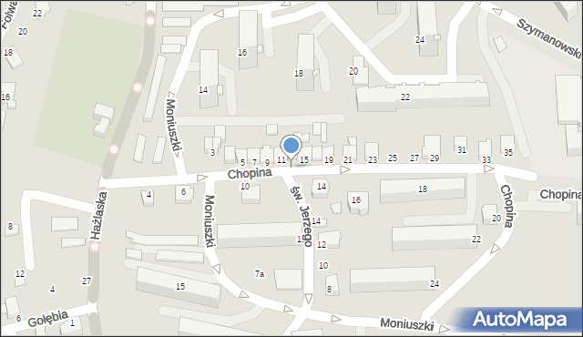 Cieszyn, Chopina Fryderyka, 15a, mapa Cieszyna