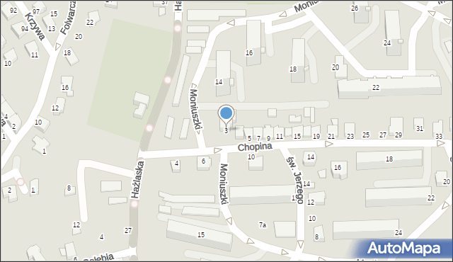 Cieszyn, Chopina Fryderyka, 3, mapa Cieszyna