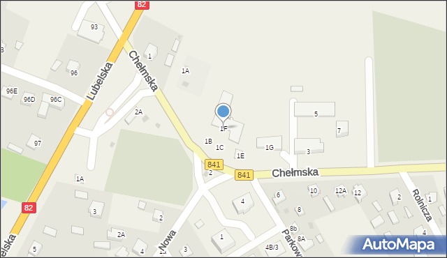 Cyców, Chełmska, 1F, mapa Cyców