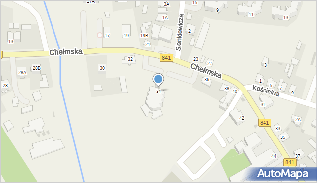 Cyców, Chełmska, 34, mapa Cyców