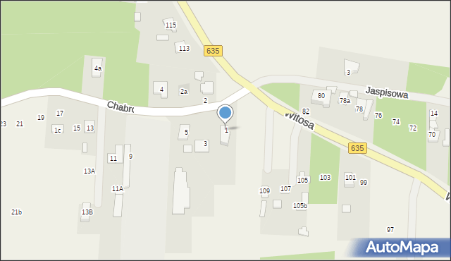 Czarna, Chabrowa, 1, mapa Czarna