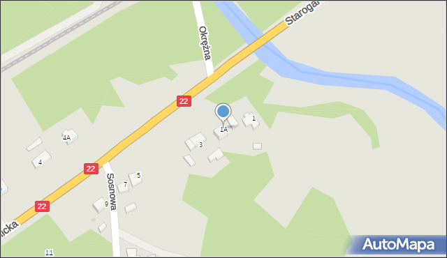 Czarna Woda, Chojnicka, 1A, mapa Czarna Woda