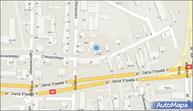 Częstochowa, Chłopickiego Józefa, gen., 22a, mapa Częstochowy