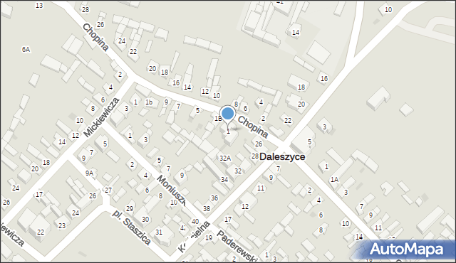 Daleszyce, Chopina Fryderyka, 1, mapa Daleszyce