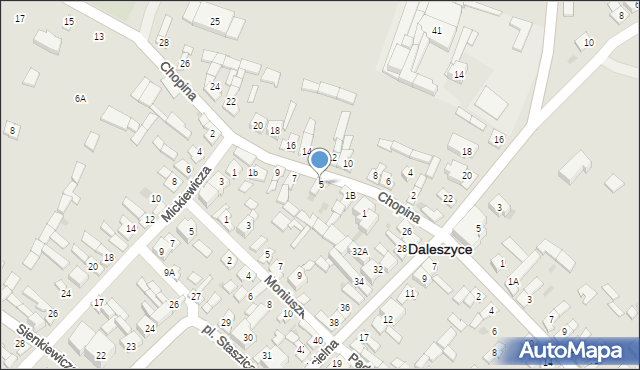 Daleszyce, Chopina Fryderyka, 5, mapa Daleszyce