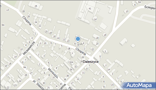 Daleszyce, Chopina Fryderyka, 6, mapa Daleszyce