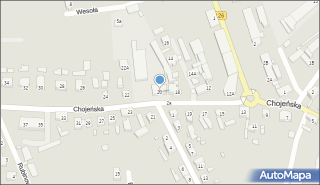 Dębno, Chojeńska, 20, mapa Dębno