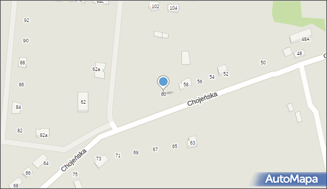 Dębno, Chojeńska, 60, mapa Dębno