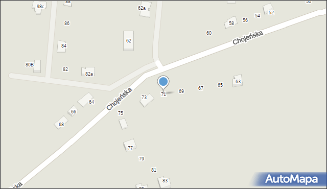 Dębno, Chojeńska, 71, mapa Dębno