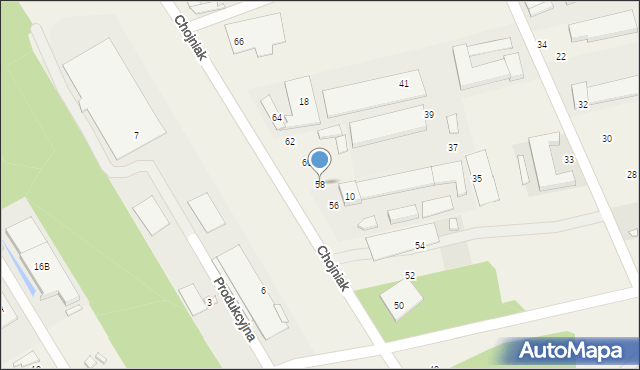 Długa Kościelna, Chojniak, 58, mapa Długa Kościelna