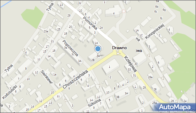 Drawno, Choszczeńska, 2A, mapa Drawno