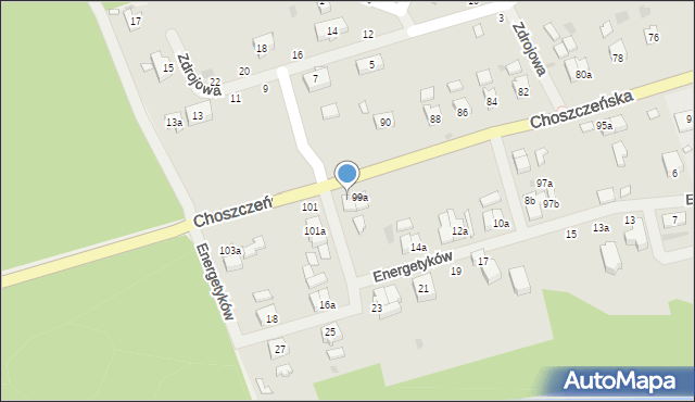 Drawno, Choszczeńska, 99b, mapa Drawno