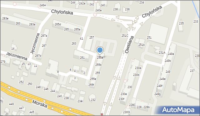 Gdynia, Chylońska, 255a, mapa Gdyni