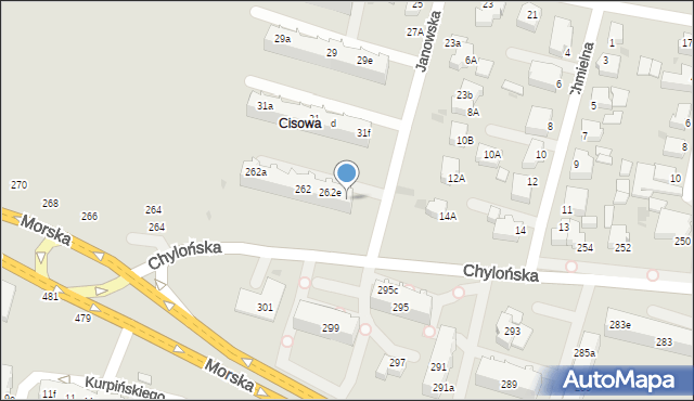 Gdynia, Chylońska, 262f, mapa Gdyni
