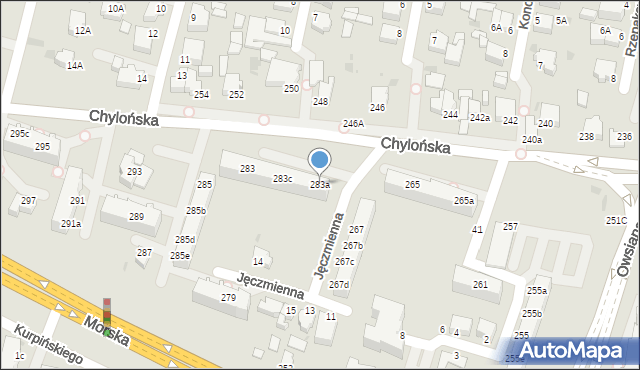 Gdynia, Chylońska, 283a, mapa Gdyni