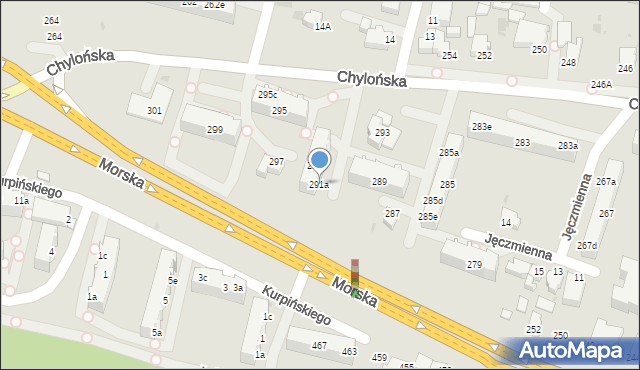 Gdynia, Chylońska, 291a, mapa Gdyni