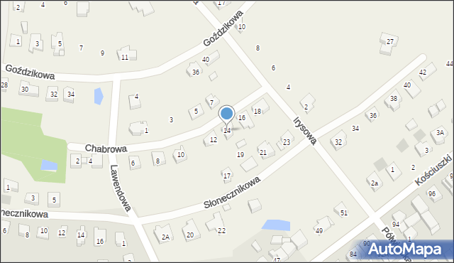 Glinno, Chabrowa, 14, mapa Glinno