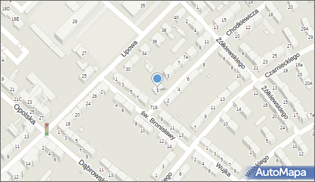 Gliwice, Chodkiewicza Jana Karola, hetm., 1, mapa Gliwic