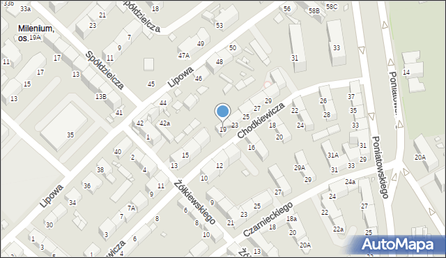 Gliwice, Chodkiewicza Jana Karola, hetm., 19, mapa Gliwic