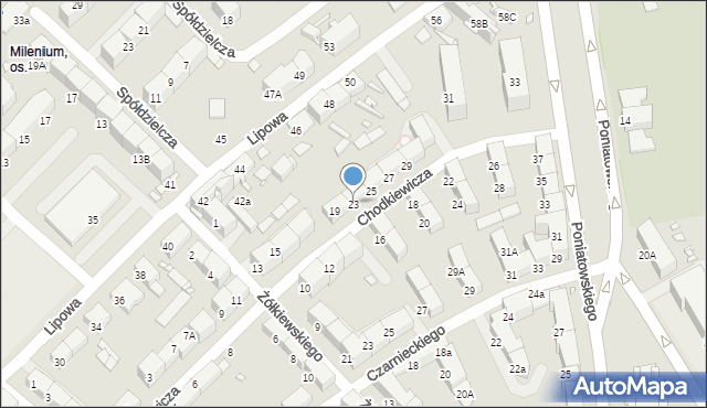 Gliwice, Chodkiewicza Jana Karola, hetm., 23, mapa Gliwic