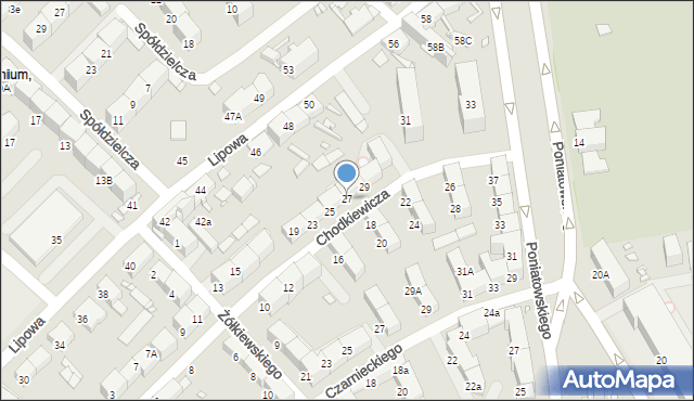 Gliwice, Chodkiewicza Jana Karola, hetm., 27, mapa Gliwic