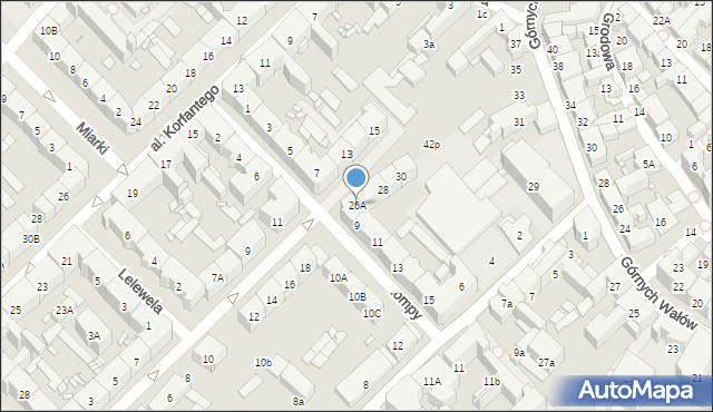 Gliwice, Chopina Fryderyka, 26A, mapa Gliwic