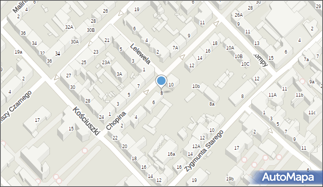 Gliwice, Chopina Fryderyka, 8, mapa Gliwic