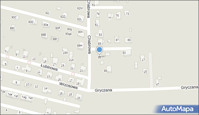 Gliwice, Chabrowa, 95, mapa Gliwic