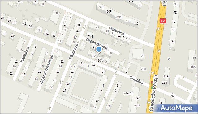 Głogów, Chopina Fryderyka, 12B, mapa Głogów