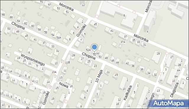 Głogów, Chopina Fryderyka, 52, mapa Głogów