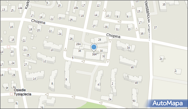 Głuchołazy, Chopina Fryderyka, 34A, mapa Głuchołazy