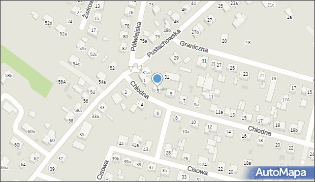 Gniezno, Chłodna, 3, mapa Gniezna