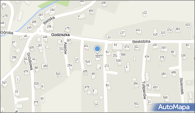 Godziszka, Chabrów, 522, mapa Godziszka