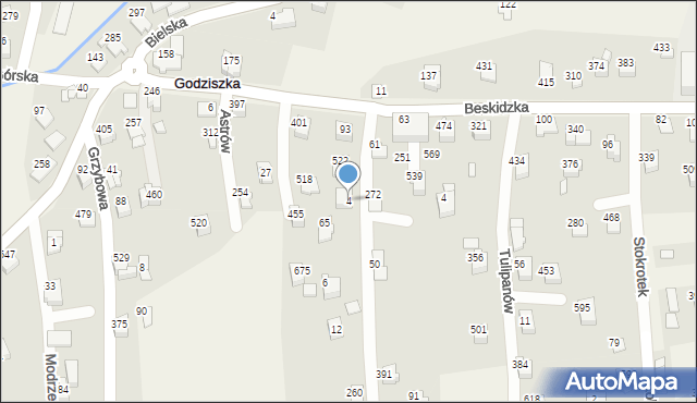 Godziszka, Chabrów, 708, mapa Godziszka