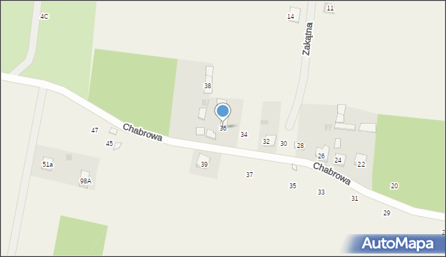 Grądy, Chabrowa, 36, mapa Grądy