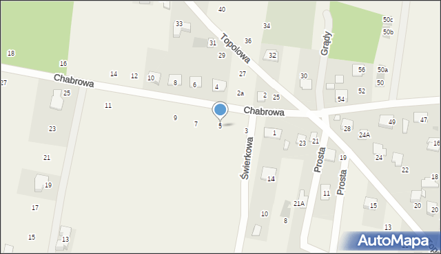 Grądy, Chabrowa, 5, mapa Grądy