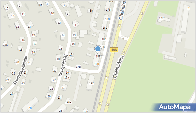 Grudziądz, Chełmińska, 188, mapa Grudziądza