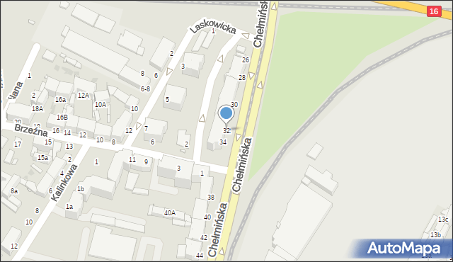 Grudziądz, Chełmińska, 32, mapa Grudziądza