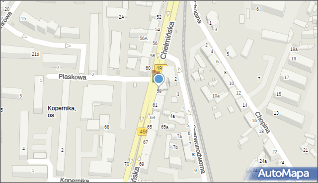 Grudziądz, Chełmińska, 59, mapa Grudziądza