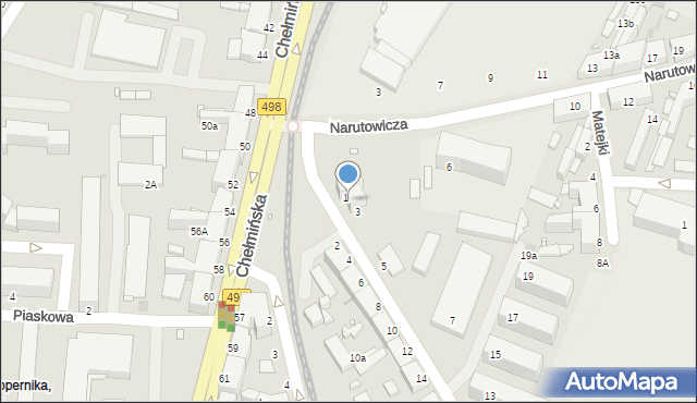 Grudziądz, Chopina Fryderyka, 1-3, mapa Grudziądza