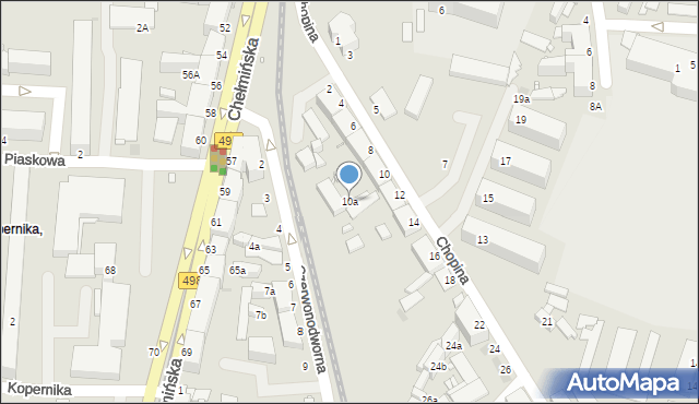 Grudziądz, Chopina Fryderyka, 10a, mapa Grudziądza