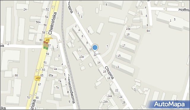 Grudziądz, Chopina Fryderyka, 12, mapa Grudziądza