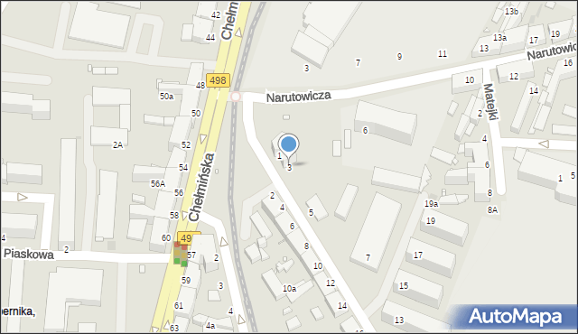 Grudziądz, Chopina Fryderyka, 3, mapa Grudziądza